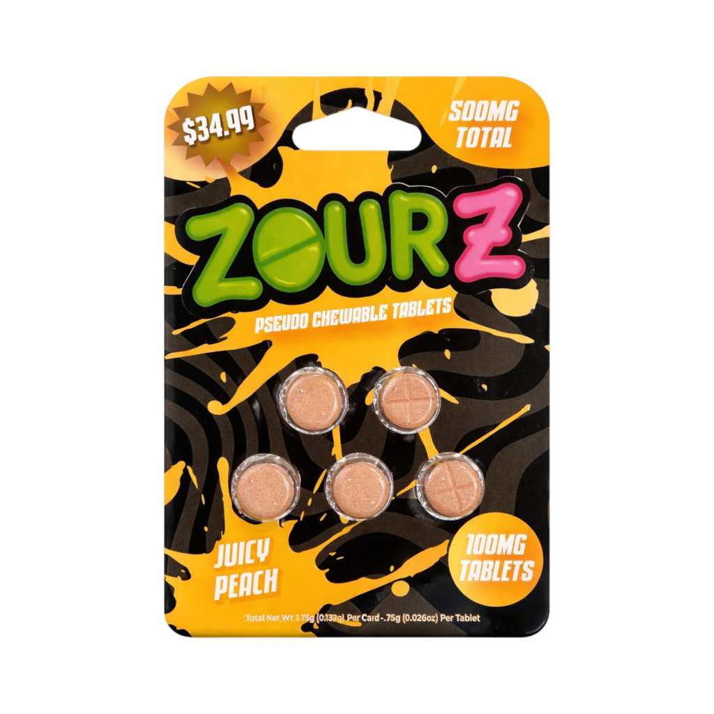 Zourz Pseudo Extract Tablet Juicy Peach 500mg 5ct 100mg Tab 1024x1024